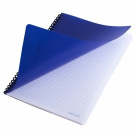 Тетрадь А5 80 л. BRAUBERG "Metropolis", спираль пластиковая, клетка, обложка пластик, СИНИЙ, 404744
