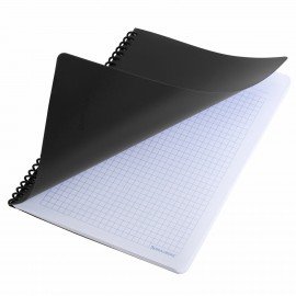 Тетрадь А5 80 л. BRAUBERG "Metropolis", спираль пластиковая, клетка, обложка пластик, ЧЕРНЫЙ, 404745