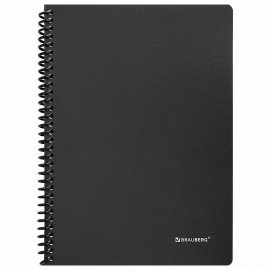 Тетрадь А5 80 л. BRAUBERG "Metropolis", спираль пластиковая, клетка, обложка пластик, ЧЕРНЫЙ, 404745