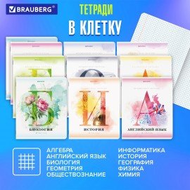 Тетради предметные, КОМПЛЕКТ 12 ПРЕДМЕТОВ, 48 л., матовая ламинация, лак, BRAUBERG, "CALM", 404844