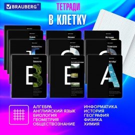 Тетради предметные, КОМПЛЕКТ 12 ПРЕДМЕТОВ, 48 л., матовая ламинация, BRAUBERG, "INTELLIGENCE", 404845
