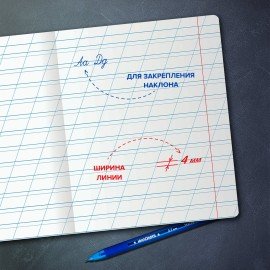 Тетрадь УЧУСЬ ПИСАТЬ № 4 12 л. косая линия, со справочным материалом, обложка картон, ЮНЛАНДИЯ, 404851