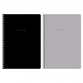 Тетради ДЭК А4 96 л. КОМПЛЕКТ 2 шт. BRAUBERG гребень, клетка, матовая ламинация, MINIMAL CLASSIC, 404878