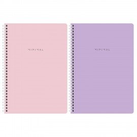 Тетради ДЭК А4 96 л. КОМПЛЕКТ 2 шт. BRAUBERG гребень, клетка, матовая ламинация, MINIMAL PASTEL, 404879