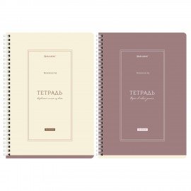 Тетради ДЭК А4 96 л. КОМПЛЕКТ 2 шт. BRAUBERG гребень, клетка, матовая ламинация, CLASSIC, 404880