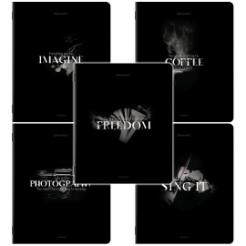 Тетради ДЭК А5 48 л. КОМПЛЕКТ 5 шт. BRAUBERG скоба, клетка, матовая ламинация, SHADOWS, 404916