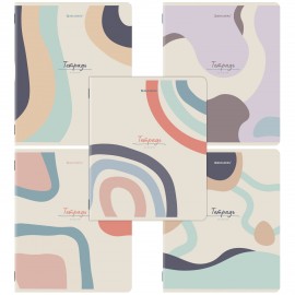 Тетради ДЭК А5 48 л. КОМПЛЕКТ 5 шт. BRAUBERG скоба, клетка, матовая ламинация, ABSTRACT, 404931