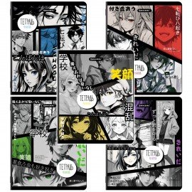 Тетради ДЭК А5 48 л. КОМПЛЕКТ 5 шт. BRAUBERG, скоба, клетка, глянцевый лак, "АНИМЕ", 404939