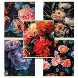 Тетради ДЭК А5 48 л. КОМПЛЕКТ 5 шт. BRAUBERG, скоба, клетка, глянцевый лак, "ЦВЕТЫ", 404940