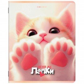 Тетради ДЭК А5 48 л. КОМПЛЕКТ 5 шт. BRAUBERG, скоба, клетка, SoftTouch, "ЛАПКИ", 404946