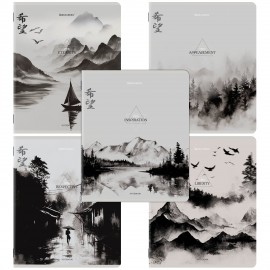 Тетради ДЭК А5 48 л. КОМПЛЕКТ 5 шт. BRAUBERG скоба, клетка, матовая ламинация, CALM NATURE, 404951