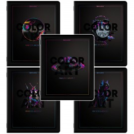 Тетради ДЭК А5 48 л. КОМПЛЕКТ 5 шт. BRAUBERG скоба, клетка, матовая ламинация, выборочный лак, MAJESTIC BLACK, 404953