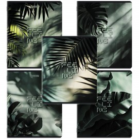 Тетради ДЭК А5 48 л. КОМПЛЕКТ 5 шт. BRAUBERG скоба, клетка, матовая ламинация, TROPICAL, 404956