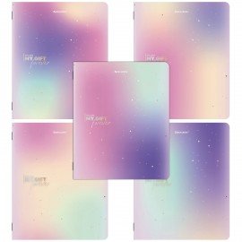 Тетради ДЭК А5 48 л. КОМПЛЕКТ 5 шт. BRAUBERG, скоба, клетка, матовая ламинация, фольга, "SHINE", 404962