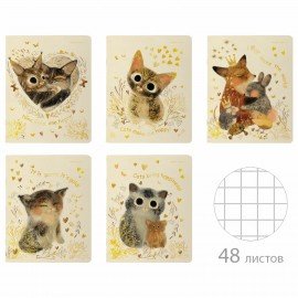 Тетрадь А5 48 л. BRUNO VISCONTI скоба, клетка, Soft Touch, фольга, "Любовь" (5 видов), 7-48-1271