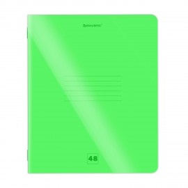 Тетрадь пластиковая обложка (НЕОН) А5 48 листов, скоба, клетка, BRAUBERG "Smart Cover", ЗЕЛЕНАЯ, 405038