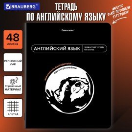 Тетрадь предметная МЕМЫ 48 л., TWIN-лак, АНГЛИЙСКИЙ ЯЗЫК, клетка, подсказ, BRAUBERG, 405098