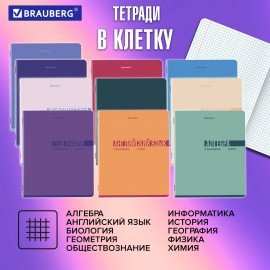 Тетради предметные, КОМПЛЕКТ 12 ПРЕДМЕТОВ, 48л, обложка картон, BRAUBERG, VIBE, 405163