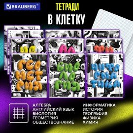 Тетради предметные, КОМПЛЕКТ 12 ПРЕДМЕТОВ, 48л, глянцевый УФ-лак, BRAUBERG, 3D LETTERS, 405169