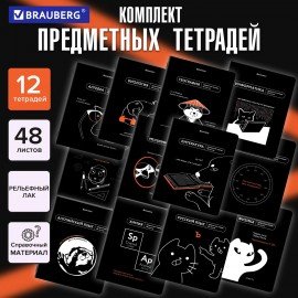 Тетради предметные, КОМПЛЕКТ 12 ПРЕДМЕТОВ, 48л, TWIN лак, BRAUBERG, МЕМЫ, 405172