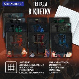 Тетради предметные, КОМПЛЕКТ 12 ПРЕДМЕТОВ, 48л, TWIN лак, BRAUBERG, ДАТЫ, 405173