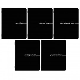 Тетради предметные, КОМПЛЕКТ 5 ПРЕДМЕТОВ, 48л, обложка картон, BRAUBERG, BLACK, 405184