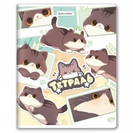 РЕЗЕРВ Тетрадь А5 48л. BRAUBERG МИЛЫЕ КОТЫ скоба, клетка, выборочный лак, 405193