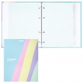 Тетрадь на кольцах А5 175х215мм, 120л, твердый картон, клетка, BRAUBERG, PASTEL, 405198