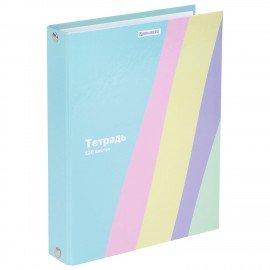 Тетрадь на кольцах А5 175х215мм, 120л, твердый картон, клетка, BRAUBERG, PASTEL, 405198