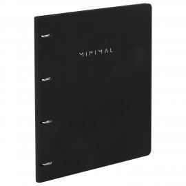 Тетрадь на кольцах БОЛЬШАЯ А4 240х310 120л, под кожу, BRAUBERG VISTA, Minimal черный, 405203