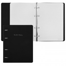 Тетрадь на кольцах БОЛЬШАЯ А4 240х310 120л, под кожу, BRAUBERG VISTA, Minimal черный, 405203