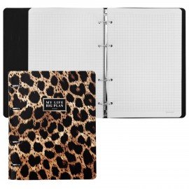 Тетрадь на кольцах А5 180х220, 120л, под кожу, BRAUBERG VISTA, Котик, 405209