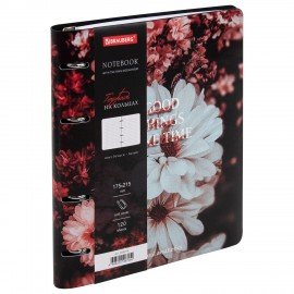 Тетрадь на кольцах А5 180х220, 120л, под кожу, BRAUBERG VISTA, Цветы, 405210