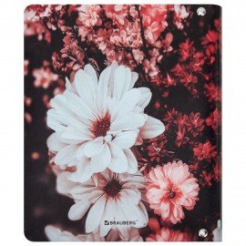 Тетрадь на кольцах А5 180х220, 120л, под кожу, BRAUBERG VISTA, Цветы, 405210