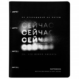 Тетрадь на кольцах А5 180х220, 120л, под кожу, BRAUBERG VISTA, Minimal черный, 405212