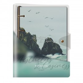 Тетрадь на кольцах А5 180х220, 120л, гибкий пластик, клапан, стикеры, BRAUBERG STYLISH, Nature, 405226