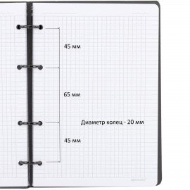 Тетрадь на кольцах А5, 180х220 мм, 120 л., под кожу, вырубка, резинка, BRAUBERG, 405231