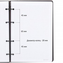 Тетрадь на кольцах А5, 180х220 мм, 120 л., под кожу, вырубка, резинка, BRAUBERG, 405233