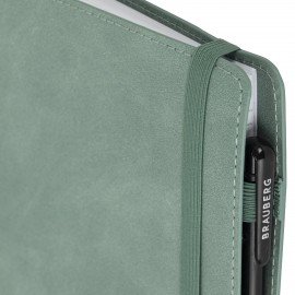 Тетрадь на кольцах А5 180х220, 120л, под кожу, на резинке, BRAUBERG ELEGANT, СЕРЫЙ, 405243