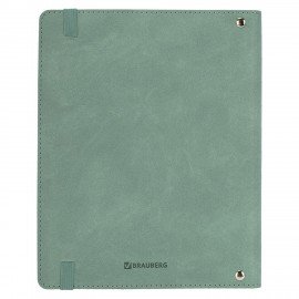 Тетрадь на кольцах А5 180х220, 120л, под кожу, на резинке, BRAUBERG ELEGANT, СЕРЫЙ, 405243