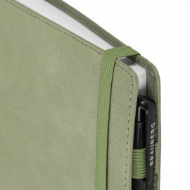 Тетрадь на кольцах А5 180х220, 120л, под кожу, на резинке, BRAUBERG ELEGANT, ЗЕЛЕНЫЙ, 405244
