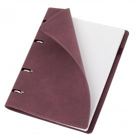Тетрадь на кольцах А5 180х220, 120л, под кожу, на резинке, BRAUBERG ELEGANT, ВИШНЕВЫЙ, 405245