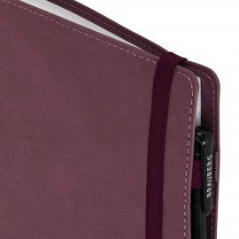 Тетрадь на кольцах А5 180х220, 120л, под кожу, на резинке, BRAUBERG ELEGANT, ВИШНЕВЫЙ, 405245