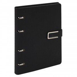 Тетрадь на кольцах А5 180х220, 120л, под кожу soft-touch, магнит, BRAUBERG SHADE, ЧЕРНЫЙ, 405246
