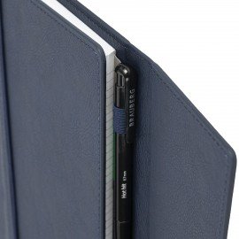 Тетрадь на кольцах А5 180х220, 120л, под кожу, клапан, разделители, BRAUBERG SMART, СИНИЙ, 405251