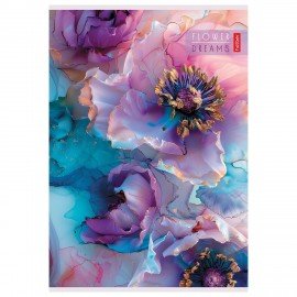 Тетрадь А4 80 л., HATBER скоба, клетка, Soft-touch ламинация, "Цветочные сны" (3 вида в спайке), 80Т4лВ1