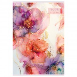 Тетрадь А4 80 л., HATBER скоба, клетка, Soft-touch ламинация, "Цветочные сны" (3 вида в спайке), 80Т4лВ1