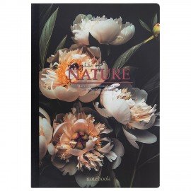 Тетрадь А4 96л. BRAUBERG на сшивке с корешком, клетка, обложка картон, Flowers, 405286