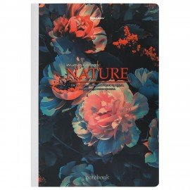 Тетрадь А4 96л. BRAUBERG на сшивке с корешком, клетка, обложка картон, Flowers, 405286