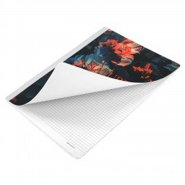 Тетрадь А4 96л. BRAUBERG на сшивке с корешком, клетка, обложка картон, Flowers, 405286